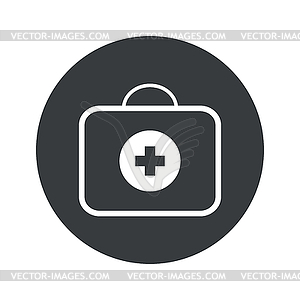 Monochrome round first-aid kit icon - vector image