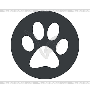 Monochrome round paw icon - vector clipart