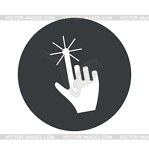 Monochrome round hand cursor icon - vector image