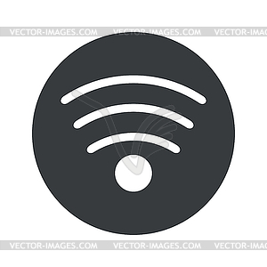 Monochrome round Wi-Fi icon - white & black vector clipart