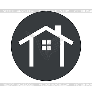 Monochrome round cottage icon - vector clip art