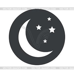 Monochrome round night icon - vector image