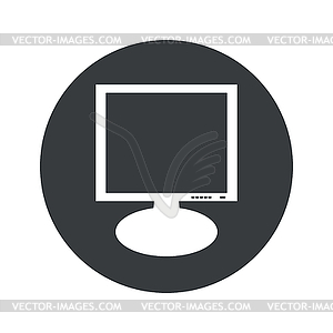 Monochrome round monitor icon - vector clipart