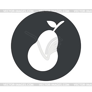 Monochrome round pear icon - white & black vector clipart