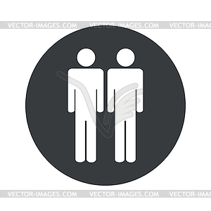 Monochrome round men icon - vector clip art