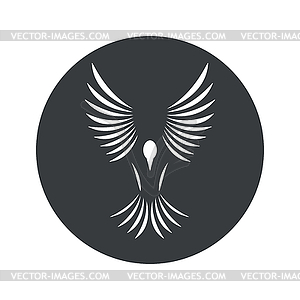 Monochrome round bird icon - vector clipart