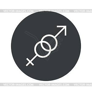 Monochrome round gender signs icon - white & black vector clipart