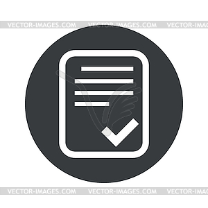 Monochrome round approved document icon - vector clipart