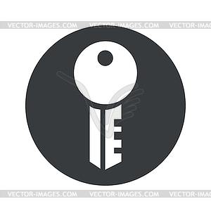 Монохромный круглый значок ключа - стоковый векторный клипарт