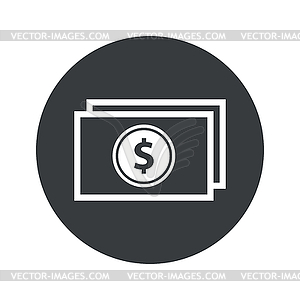 Monochrome round dollar bill icon - vector image