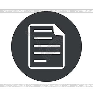 Monochrome round document icon - vector image