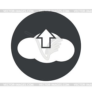 Monochrome round cloud upload icon - vector image