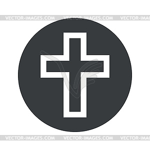 Monochrome round christian cross icon - vector image