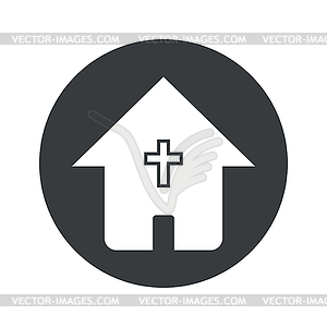 Monochrome round christian house icon - vector EPS clipart