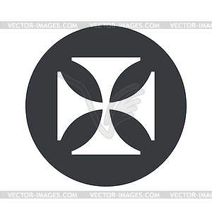 Monochrome round maltese cross icon - vector image