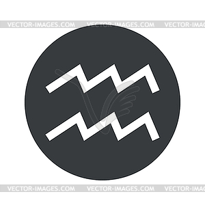 Черно-белый круглый значок Водолей - векторный клипарт