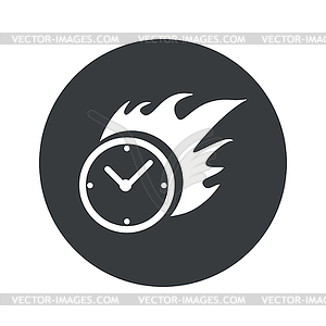 Monochrome round burning clock icon - vector EPS clipart