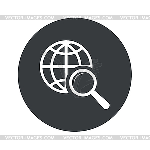 Черно-белый круглый значок глобального поиска - векторная иллюстрация