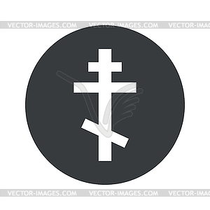 Monochrome round orthodox cross icon - vector clip art