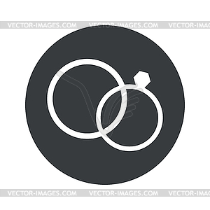 Monochrome round wedding rings icon - vector image