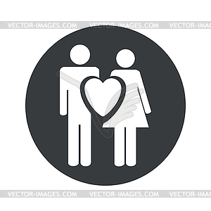 Монохромный круглый любовь пара значок - векторное графическое изображение