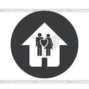 Monochrome round family house icon - vector clipart