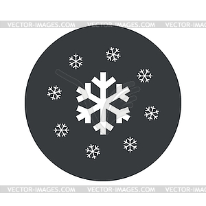 Monochrome round snow icon - vector image