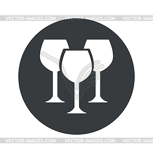 Monochrome round wine glass icon - vector clipart