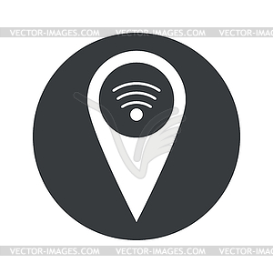 Monochrome round Wi-Fi pointer icon - vector image