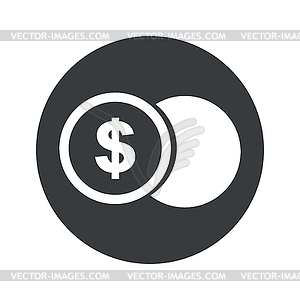 Monochrome round dollar coin icon - vector clipart