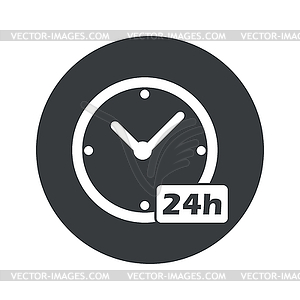 Monochrome round 24h workhours icon - vector image