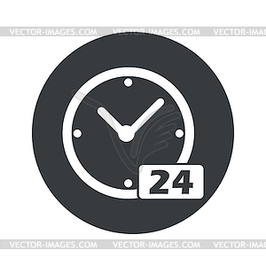 Монохромный круглый значок 24 часа - иллюстрация в векторе
