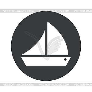 Monochrome round sailing ship icon - vector clipart