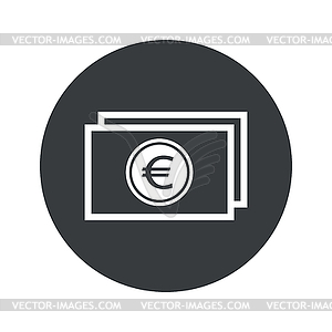 Monochrome round euro bill icon - vector clip art