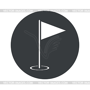 Monochrome round flagstick icon - vector image