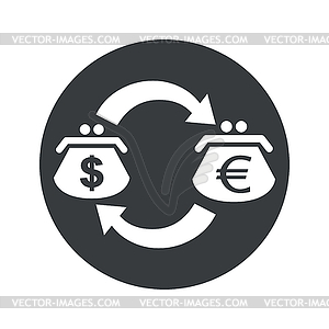 Round dollar euro exchange icon - stock vector clipart