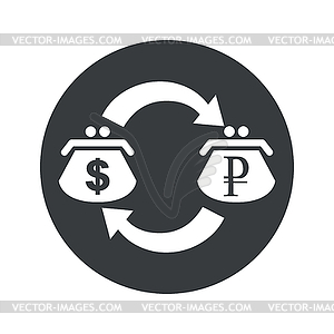 Round dollar ruble exchange icon - vector clip art