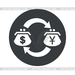 Round dollar yen exchange icon - vector image