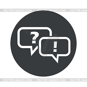 Monochrome round question answer icon - vector clip art
