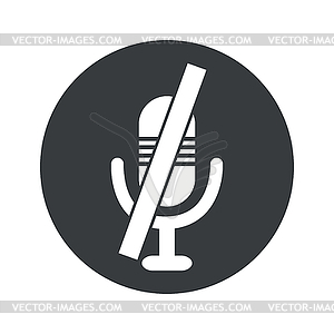 Monochrome round muted microphone icon - vector image