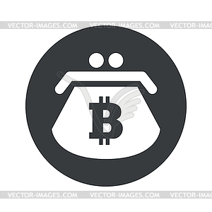 Monochrome round bitcoin purse icon - vector EPS clipart