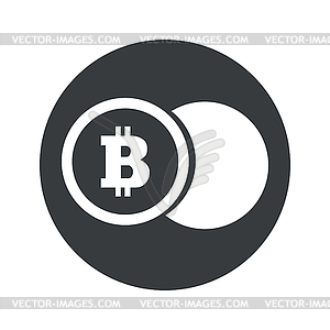 Monochrome round bitcoin coin icon - vector clipart