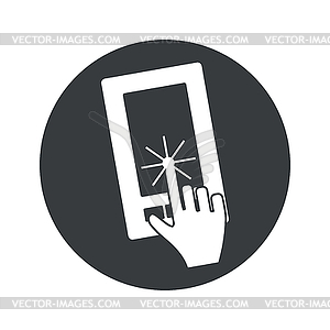 Monochrome round touchscreen icon - vector clipart