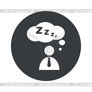 Monochrome round sleeping person icon - vector image