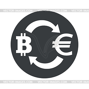 Monochrome bitcoin euro exchange icon - vector image