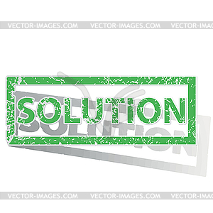 Green outlined SOLUTION stamp - vector clipart