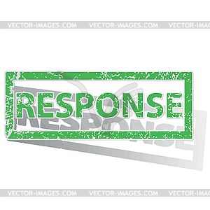 Green outlined RESPONSE stamp - vector clip art