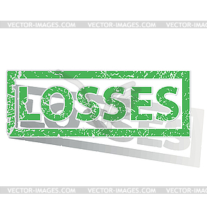 Green outlined LOSSES stamp - vector clipart