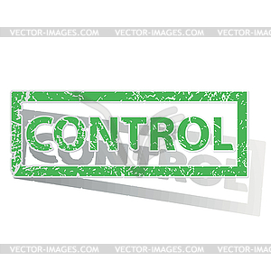 Green outlined CONTROL stamp - vector clip art