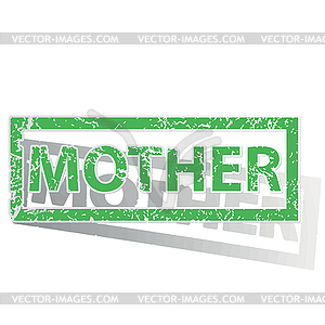 Green outlined MOTHER stamp - vector clip art